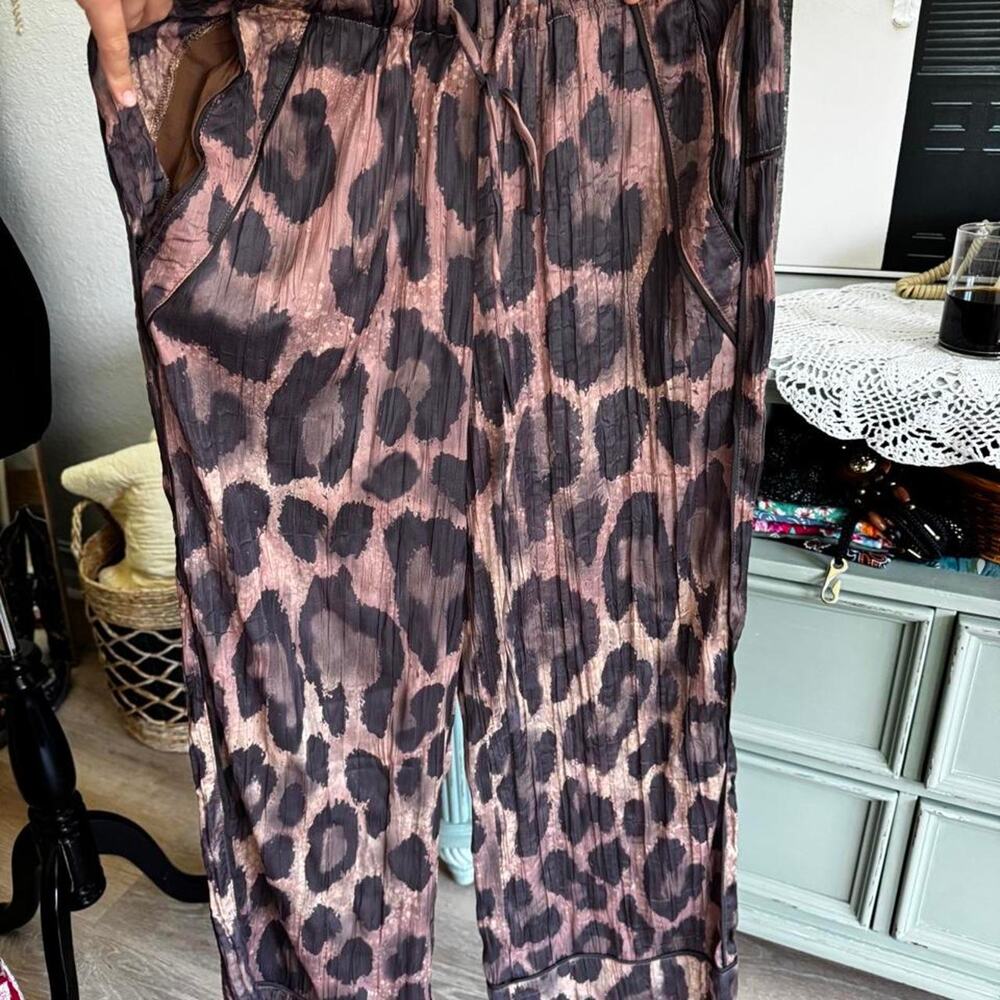Free people all out satin leopard pants